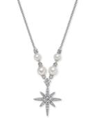 Danori Silver-tone Imitation Pearl And Pave Star Pendant Necklace, 18 + 1 Extender, Created For Macy's