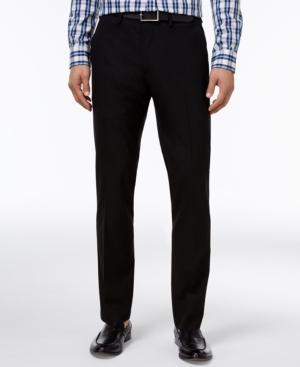 Kenneth Cole Reaction Men's Slim-fit Stretch Black Subtle-plaid Dress Pants