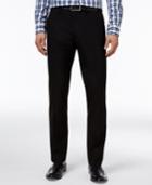 Kenneth Cole Reaction Men's Slim-fit Stretch Black Subtle-plaid Dress Pants