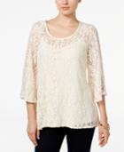 Style & Co. Lace Bell-sleeve Top, Only At Macy's
