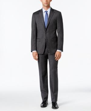Calvin Klein Men's X-fit Charcoal Donegal Slim Fit Suit