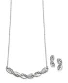 Charter Club Silver-tone Pave Twist Pendant Necklace And Drop Earrings