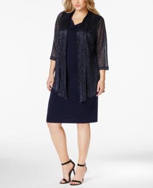 Connected Plus Size Metallic Layered-look Dress