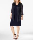 Connected Plus Size Metallic Layered-look Dress