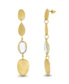 Catherine Malandrino Women's White Rhinestone Flat Oval Yellow Gold-tone Drop Earrings