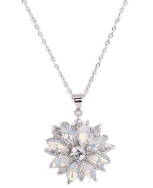 Nina Cubic Zirconia Flower Pendant Necklace, 17 + 3 Extender
