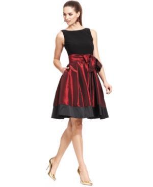 Sl Fashions Sleeveless Pleated Side Bow Dress