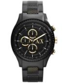 Ax Armani Exchange Men's Chronograph Black Ion-plated Stainless Steel Bracelet Watch 45mm Ax1604