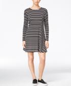 Ultra Flirt Juniors' Long-sleeve Striped A-line Dress
