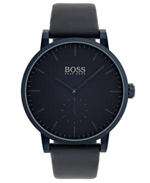 Boss Hugo Boss Men's Essence Blue Leather Strap Watch 42mm