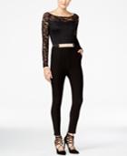 Material Girl Juniors' Belted Lace Jumpsuit, Only At Macy's