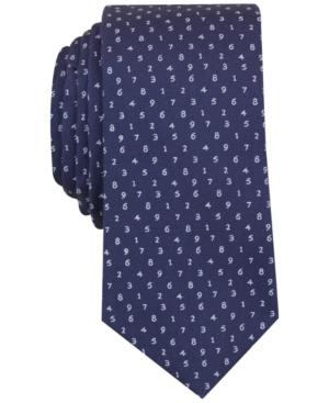 Bar Iii Men's Blue Number Print Slim Tie, Only At Macy's