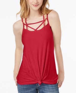 Ultra Flirt By Ikeddi Juniors' Strappy Twist-front Tank Top