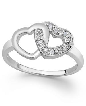 Diamond Double Heart Ring In Sterling Silver (1/10 Ct. T.w.)