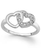 Diamond Double Heart Ring In Sterling Silver (1/10 Ct. T.w.)