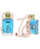 Effy Collection Blue Topaz (3-9/10 Ct. T.w.) & Peridot (3/8 Ct. T.w.) Drop Earrings In 14k Rose Gold