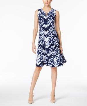 Jm Collection Dyed-pattern Fit & Flare Dress, Only At Macy's