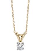 Diamond Necklace, 10k Gold Round-cut Diamond Pendant (1/5 Ct. T.w.)