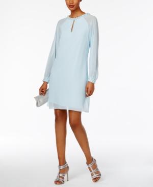 Sl Fashions Imitation Pearl Keyhole Shift Dress