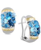 Ocean Bleu By Effy Blue Topaz Earrings (6 Ct. T.w.) In Sterling Silver And 18k Gold