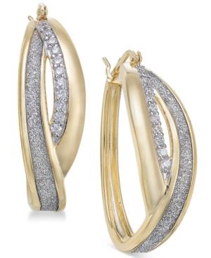 Diamond Glitter Overlap Hoop Earrings (1/4 Ct. T.w.) In 18k Gold-plated Sterling Silver
