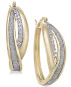 Diamond Glitter Overlap Hoop Earrings (1/4 Ct. T.w.) In 18k Gold-plated Sterling Silver