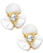 Kate Spade New York Earrings, Gold-tone Cream Disco Pansy Flower Stud Earrings