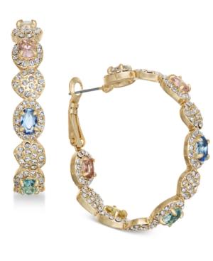 Joan Boyce Gold-tone Multi-stone Scalloped Hoop Earrings