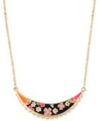 Betsey Johnson Gold-tone Floral Crescent Bar Collar Necklace