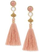 Lucky Brand Silver-tone Multi-stone & Tassel Linear Drop Earrings, A Macy's Exclusive Style