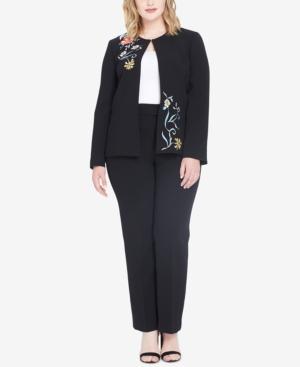 Tahari Asl Plus Size Embroidered Pantsuit