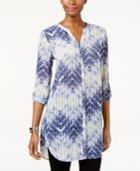 Jm Collection Zigzag-print Roll-tab Tunic, Only At Macy's