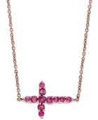 10k Rose Gold Necklace, Ruby Sideways Cross Pendant (3/8 Ct. T.w.)