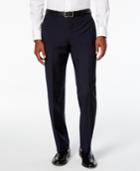 Bar Iii Men's Dark Navy Windowpane Flat Front Slim Fit Dress Pants, Only At Macy's
