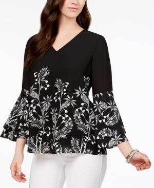 Alfani Printed Lantern-sleeve Blouse, Created For Macy's