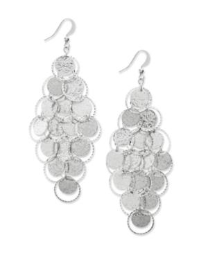 Style&co. Earrings, Silver-tone Sandblast Diamond Drop Earrings
