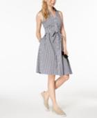 Maison Jules Sleeveless Gingham Tie-waist Dress, Created For Macy's