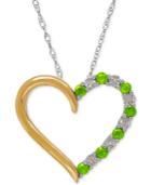 Peridot (1/3 Ct. T.w.) And Diamond Accent Heart Pendant Necklace In Sterling Silver And 14k Gold