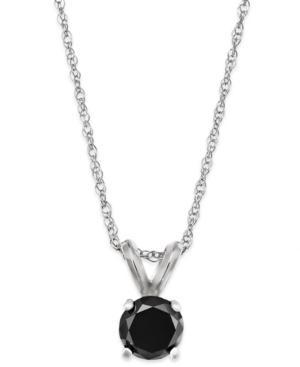 Black Diamond Round Pendant Necklace In 10k White Gold (1/3 Ct. T.w.)