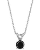 Black Diamond Round Pendant Necklace In 10k White Gold (1/3 Ct. T.w.)