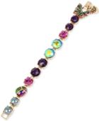Betsey Johnson Gold-tone Multicolor Bug And Butterfly Link Bracelet