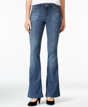 Suede Juniors' Sailor Button-pocket Bootcut Jeans