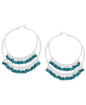 Manufactured Faceted Turquoise Double Hoop Earrings In Sterling Silver (3/8 Ct. T.w.)