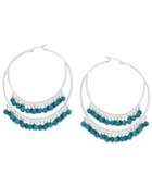 Manufactured Faceted Turquoise Double Hoop Earrings In Sterling Silver (3/8 Ct. T.w.)