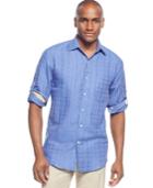 Tasso Elba Big And Tall Island Textured Linen-blend Shirt, Only At Macy's