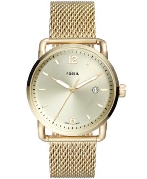 Fossil Men's Commuter Gold-tone Stainless Steel Mesh Bracelet Watch 42mm