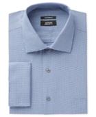 Alfani Men's Classic/regular Fit Dark Blue Step Twill Texture French Cuff Dress Shirt, Only At Macy's