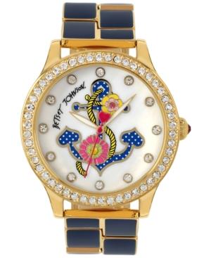 Betsey Johnson Women's Gold-tone And Navy Bracelet Watch 42mm Bj00198-07