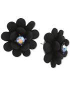 Betsey Johnson Hematite-tone Crystal Flower Stud Earrings