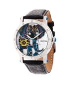 Bertha Quartz Betsy Collection Silver And Black Leather Watch 38mm